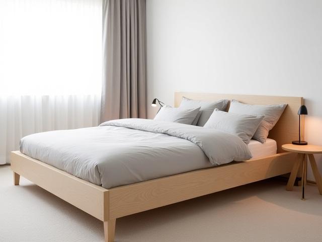 Soveværelse: Minimalistisk seng med integreret opbevaring