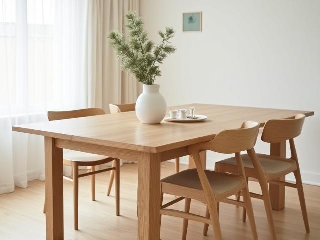 Spisestue: Massivt egetræsbord til familie måltider