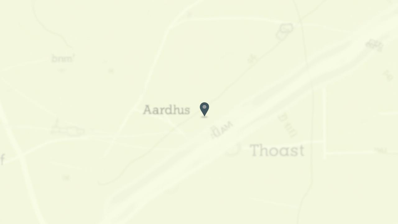 Kort over Aarhus, der markerer Flora Designs showroom på Kirkegade 11